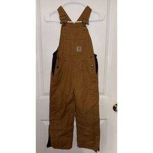 Carhartt Boys Size 6 Brown Bib Overalls Double Front Insulated Duck Kids Cotton